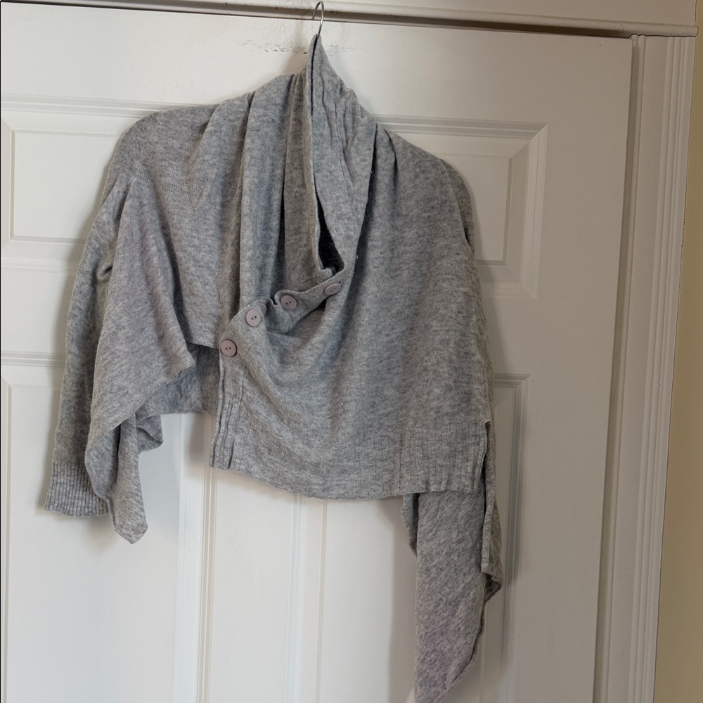 Elegant Gray Women's Poncho Sweater